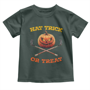 Halloween Hockey Baby Shirt Hat Trick Or Treat Pumpkin Player TS09 Dark Forest Green Print Your Wear