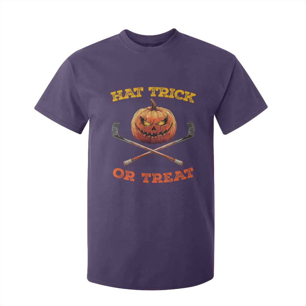 Halloween Hockey T Shirt For Kid Hat Trick Or Treat Pumpkin Player TS09 Purple Print Your Wear