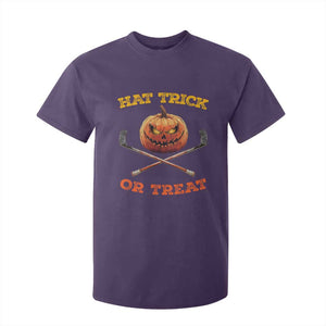 Halloween Hockey T Shirt For Kid Hat Trick Or Treat Pumpkin Player TS09 Purple Print Your Wear