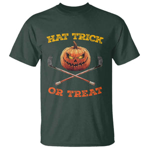 Halloween Hockey T Shirt Hat Trick Or Treat Pumpkin Player TS09 Dark Forest Green Print Your Wear