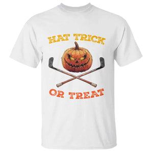 Halloween Hockey T Shirt Hat Trick Or Treat Pumpkin Player TS09 White Print Your Wear