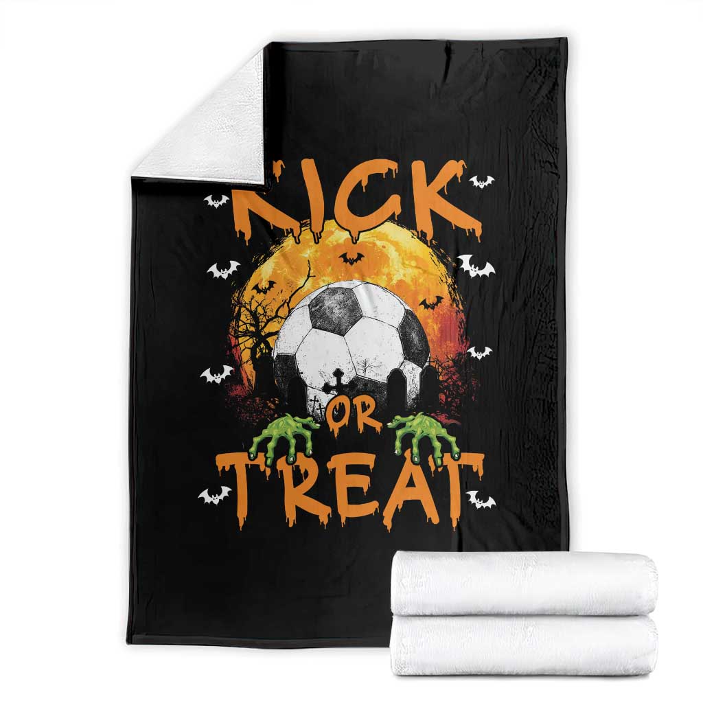 Halloween Soccer Throw Blanket Kick Or Treat Spooky Season TS09 Black Print Your Wear