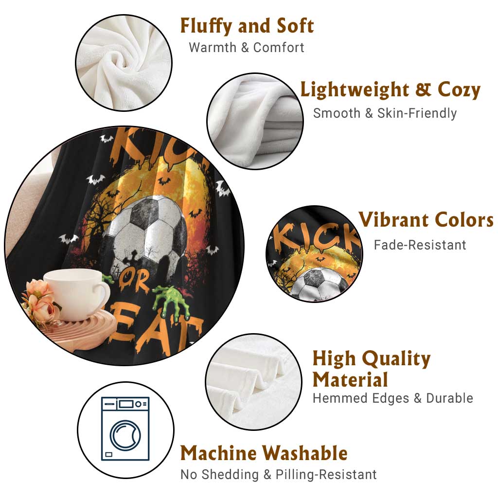 Halloween Soccer Throw Blanket Kick Or Treat Spooky Season TS09 Print Your Wear