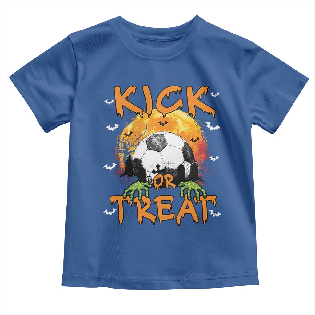 Halloween Soccer Baby Shirt Kick Or Treat Spooky Season TS09 Royal Blue Print Your Wear
