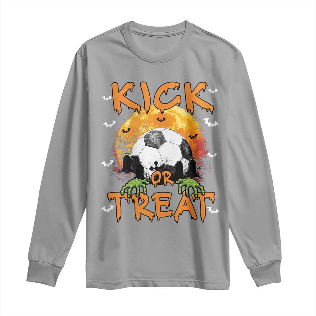 Halloween Soccer Long Sleeve Shirt Kick Or Treat Spooky Season TS09 Sport Gray Print Your Wear