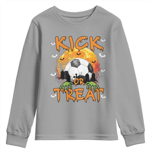 Halloween Soccer Youth Sweatshirt Kick Or Treat Spooky Season TS09 Sport Gray Print Your Wear