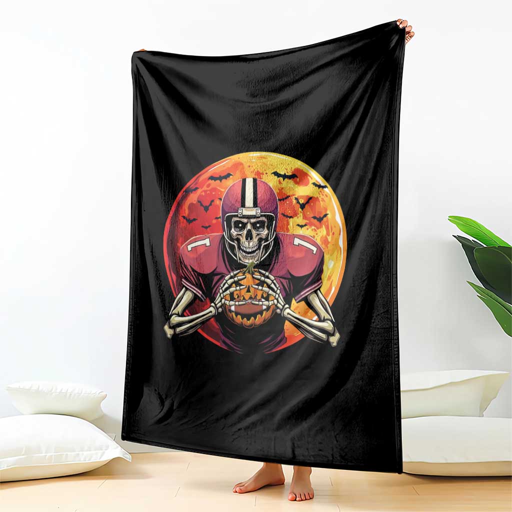 Halloween Football Throw Blanket Spooky Skeleton Player TS09 Print Your Wear