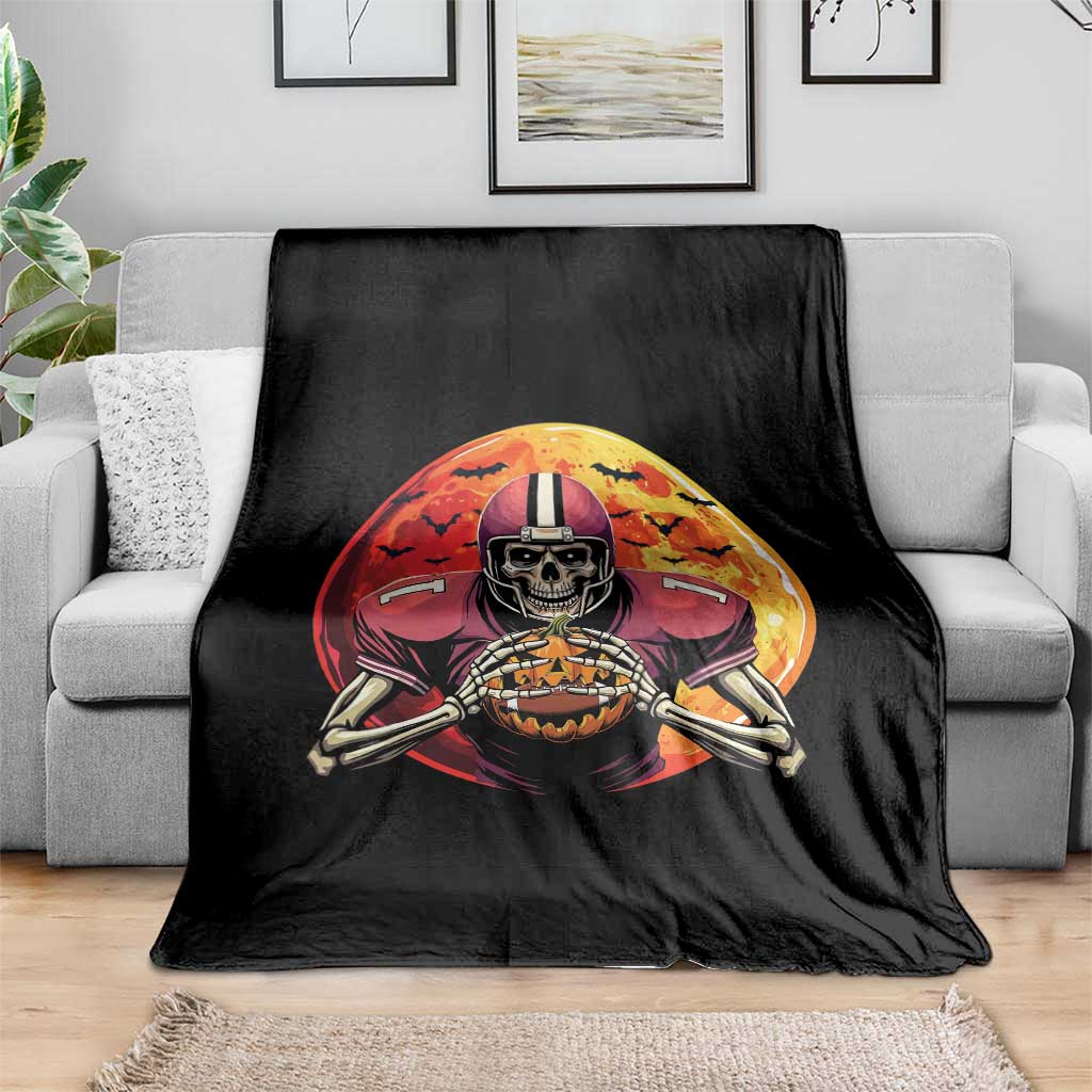 Halloween Football Throw Blanket Spooky Skeleton Player TS09 Print Your Wear