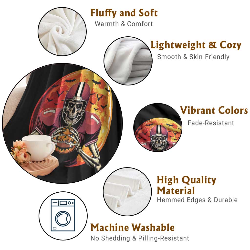 Halloween Football Throw Blanket Spooky Skeleton Player TS09 Print Your Wear