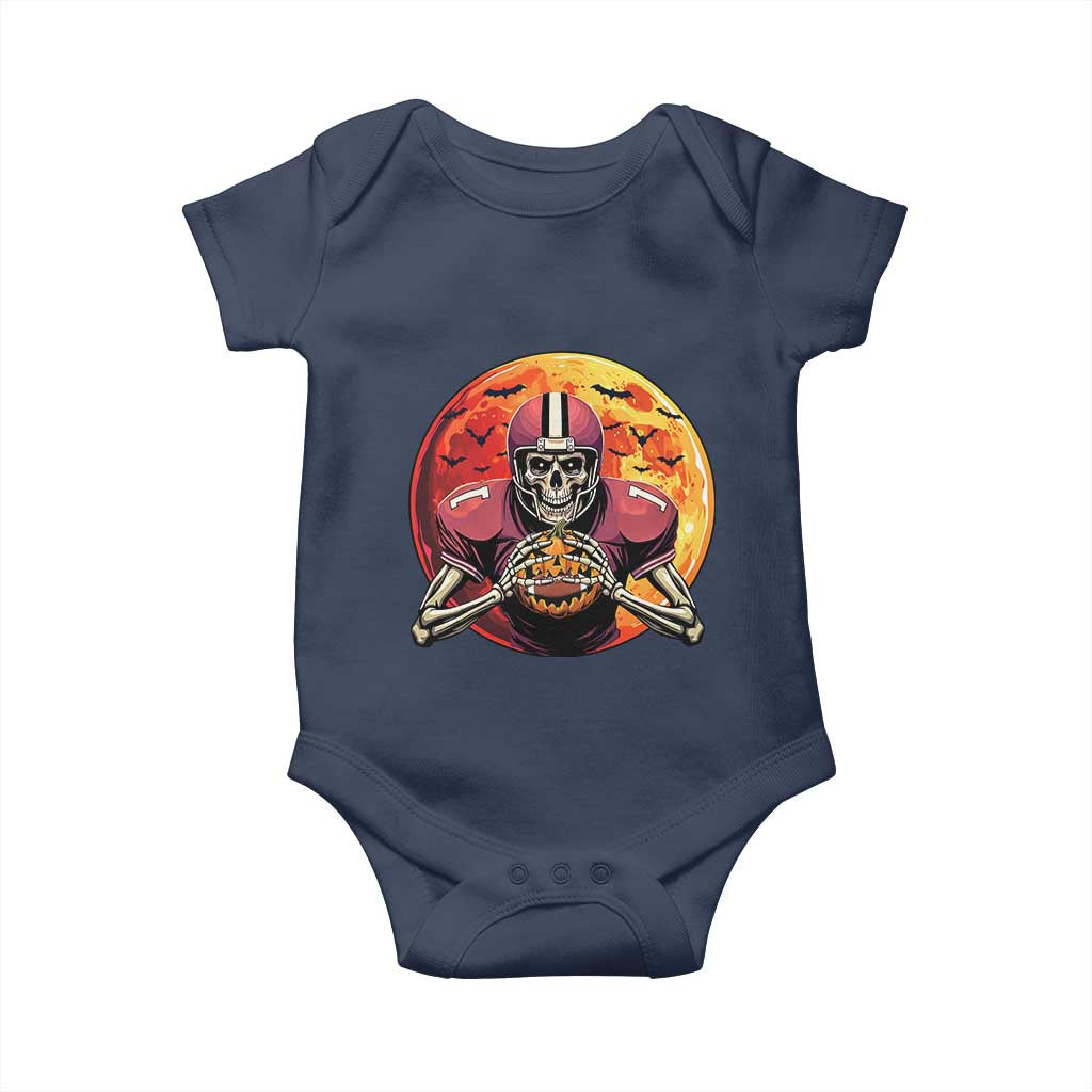 Halloween Football Baby Onesie Spooky Skeleton Player TS09 Navy Print Your Wear