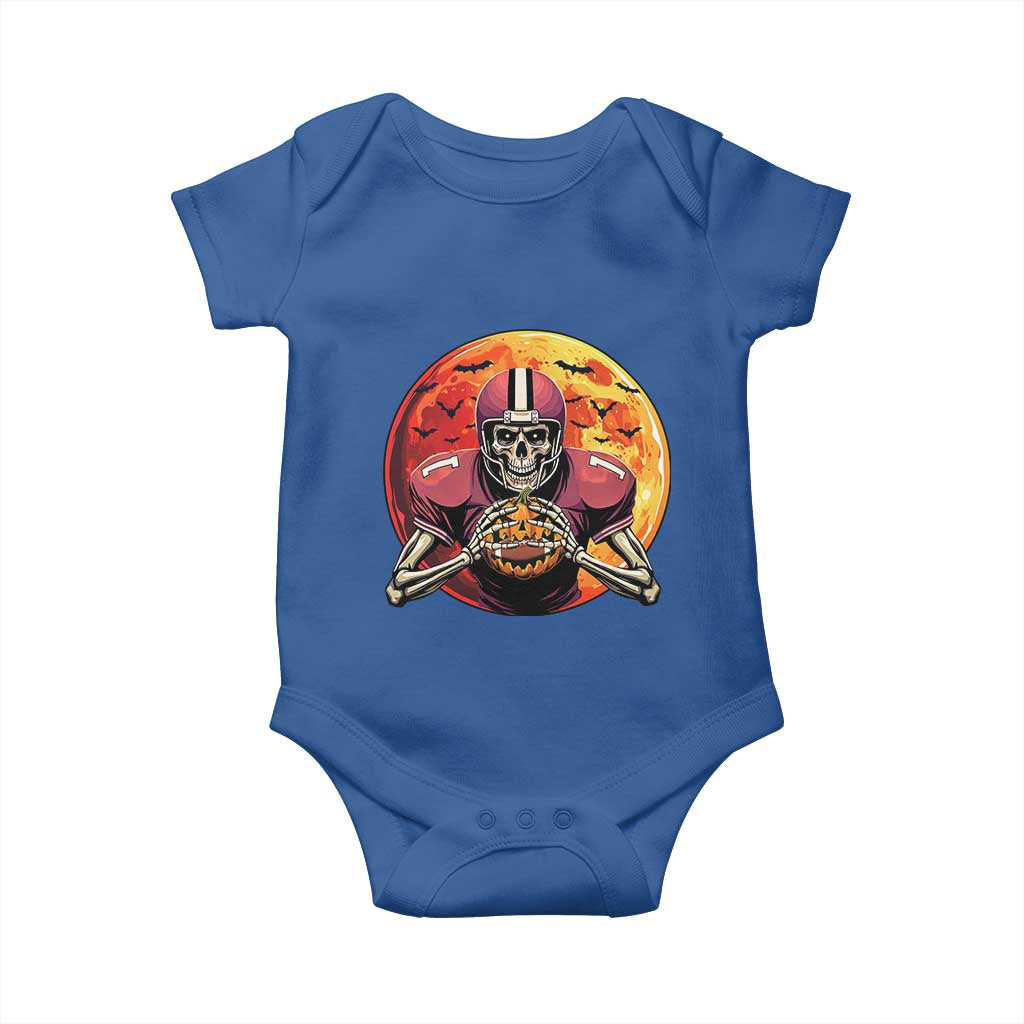 Halloween Football Baby Onesie Spooky Skeleton Player TS09 Royal Blue Print Your Wear