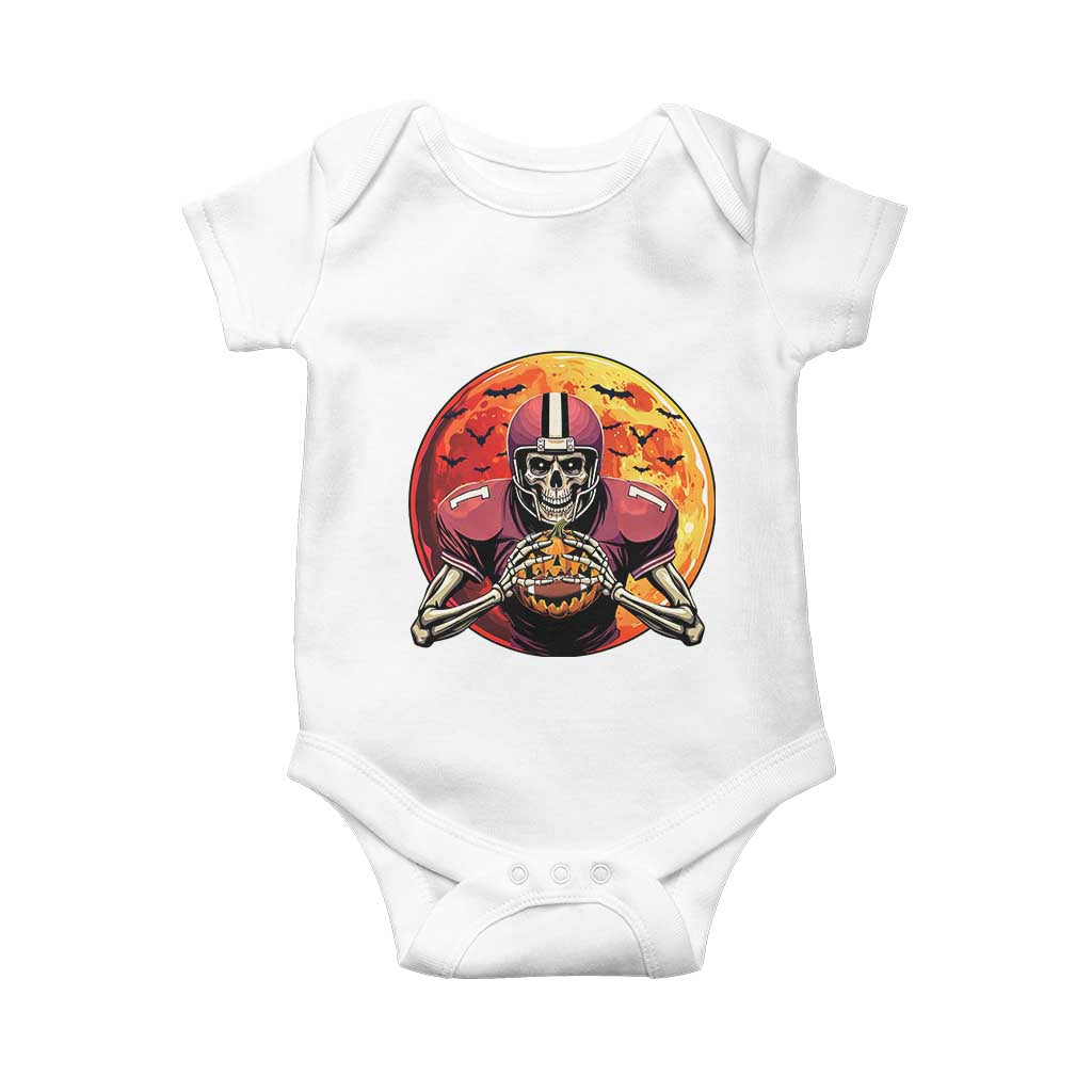 Halloween Football Baby Onesie Spooky Skeleton Player TS09 White Print Your Wear