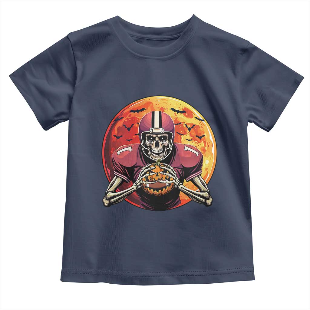 Halloween Football Baby Shirt Spooky Skeleton Player TS09 Navy Print Your Wear