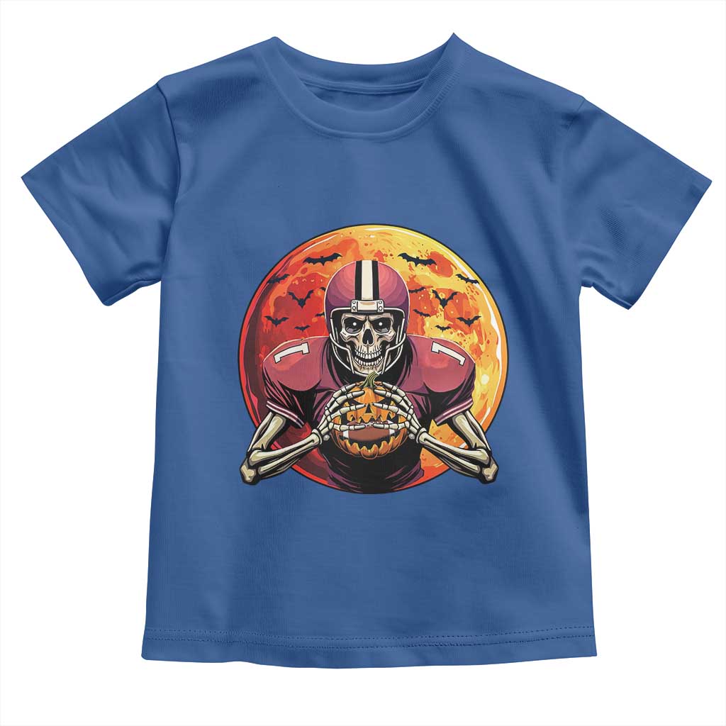 Halloween Football Baby Shirt Spooky Skeleton Player TS09 Royal Blue Print Your Wear