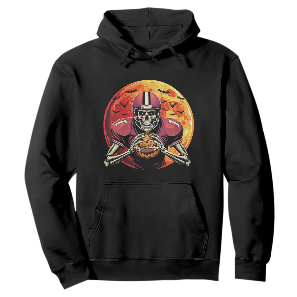 Halloween Football Hoodie Spooky Skeleton Player TS09 Black Print Your Wear