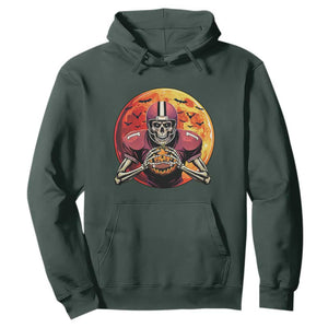 Halloween Football Hoodie Spooky Skeleton Player TS09 Dark Forest Green Print Your Wear