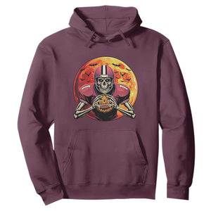 Halloween Football Hoodie Spooky Skeleton Player TS09 Maroon Print Your Wear