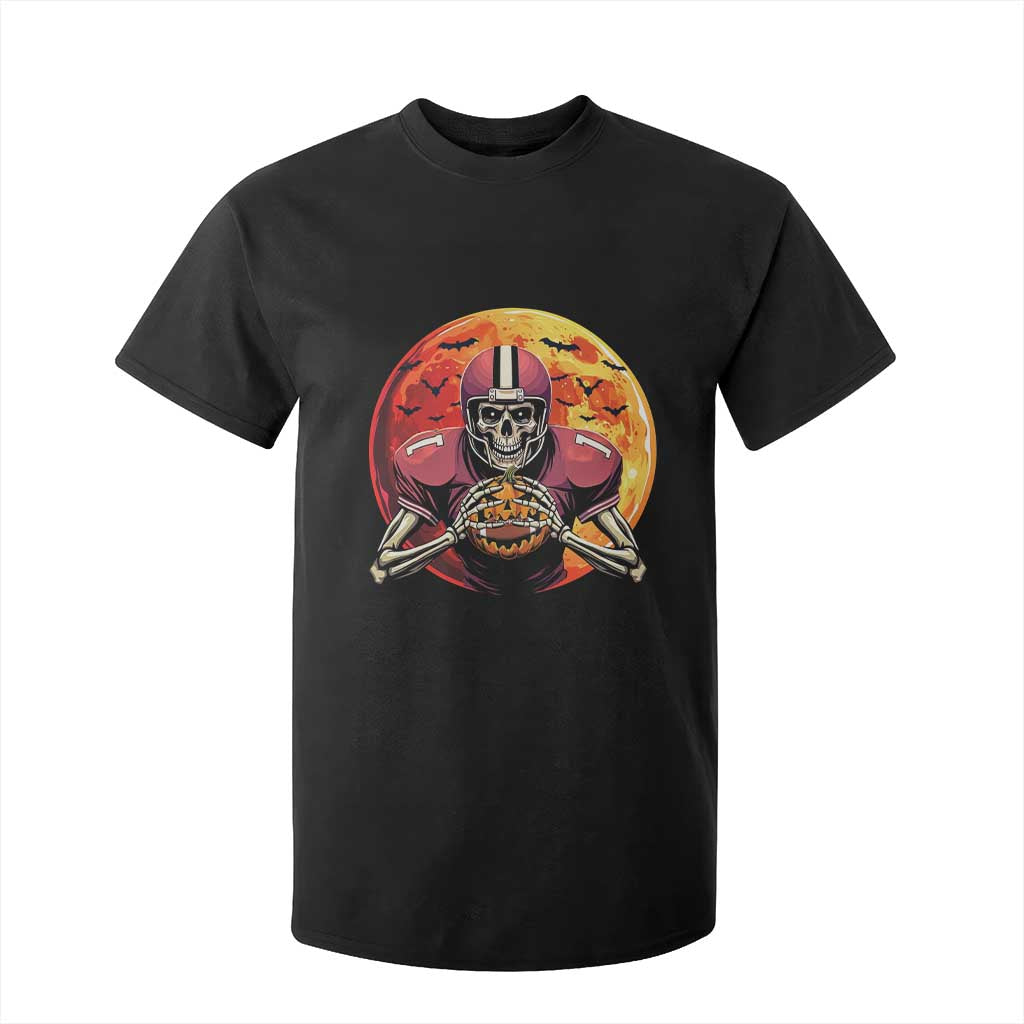 Halloween Football T Shirt For Kid Spooky Skeleton Player TS09 Black Print Your Wear