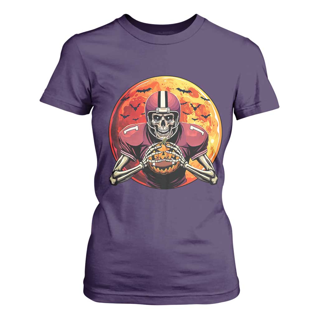 Halloween Football T Shirt For Women Spooky Skeleton Player TS09 Purple Print Your Wear