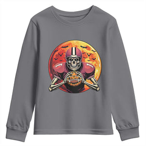 Halloween Football Youth Sweatshirt Spooky Skeleton Player TS09 Charcoal Print Your Wear