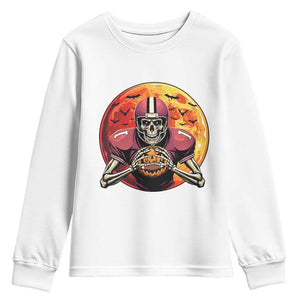 Halloween Football Youth Sweatshirt Spooky Skeleton Player TS09 White Print Your Wear