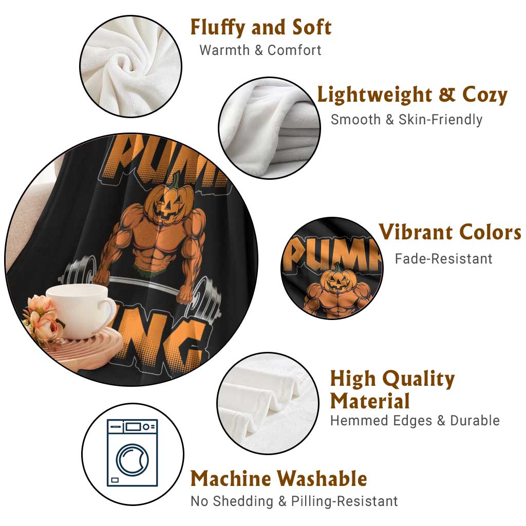 Funny Halloween Gymer Throw Blanket Pump King Gym Workout Pumpkin TS09 Print Your Wear