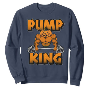 Funny Halloween Gymer Sweatshirt Pump King Gym Workout Pumpkin TS09 Navy Print Your Wear