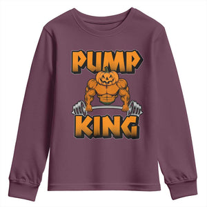 Funny Halloween Gymer Youth Sweatshirt Pump King Gym Workout Pumpkin TS09 Maroon Print Your Wear