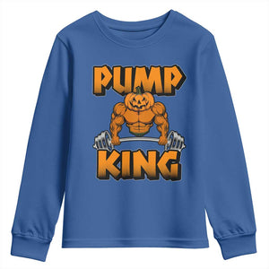 Funny Halloween Gymer Youth Sweatshirt Pump King Gym Workout Pumpkin TS09 Royal Blue Print Your Wear