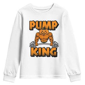 Funny Halloween Gymer Youth Sweatshirt Pump King Gym Workout Pumpkin TS09 White Print Your Wear