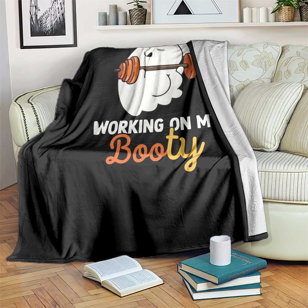 Halloween Gymer Throw Blanket Working On My Booty Funny Ghost TS09 Print Your Wear