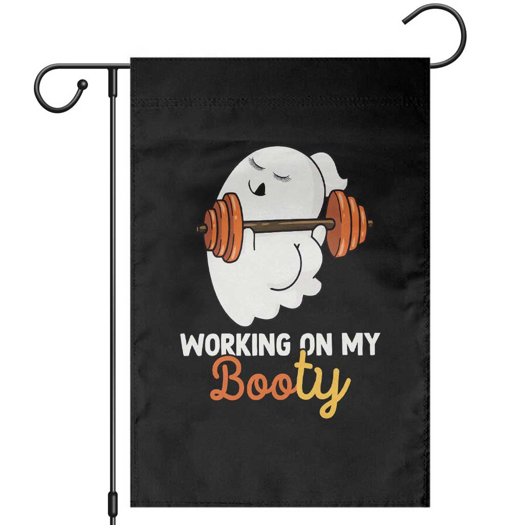Halloween Gymer Garden Flag Working On My Booty Funny Ghost TS09 Black Print Your Wear