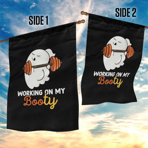 Halloween Gymer Garden Flag Working On My Booty Funny Ghost TS09 Print Your Wear