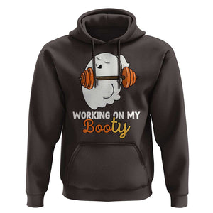 Halloween Gymer Hoodie Working On My Booty Funny Ghost TS09 Dark Chocolate Print Your Wear