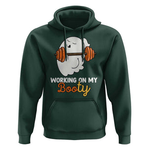 Halloween Gymer Hoodie Working On My Booty Funny Ghost TS09 Dark Forest Green Print Your Wear