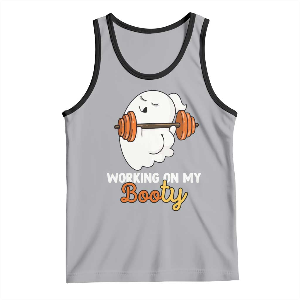 Halloween Gymer Tank Top Working On My Booty Funny Ghost TS09 Athletic Heather Black Print Your Wear