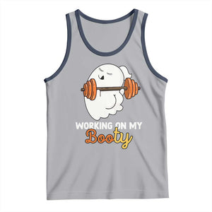 Halloween Gymer Tank Top Working On My Booty Funny Ghost TS09 Athletic Heather Navy Print Your Wear