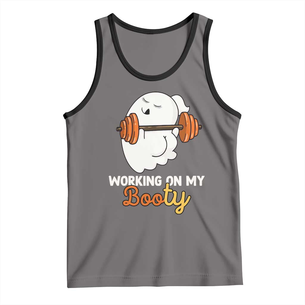 Halloween Gymer Tank Top Working On My Booty Funny Ghost TS09 Deep Heather Black Print Your Wear