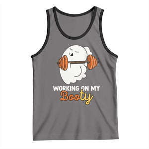 Halloween Gymer Tank Top Working On My Booty Funny Ghost TS09 Deep Heather Black Print Your Wear