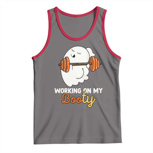 Halloween Gymer Tank Top Working On My Booty Funny Ghost TS09 Deep Heather Red Print Your Wear