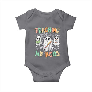 Teacher Halloween Baby Onesie Teaching My Boos Cute Ghost TS09 Charcoal Print Your Wear