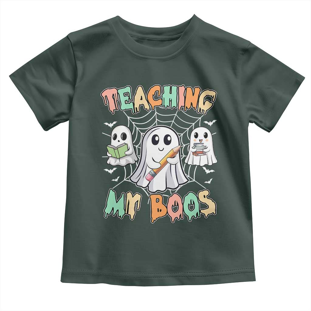 Teacher Halloween Baby Shirt Teaching My Boos Cute Ghost TS09 Dark Forest Green Print Your Wear