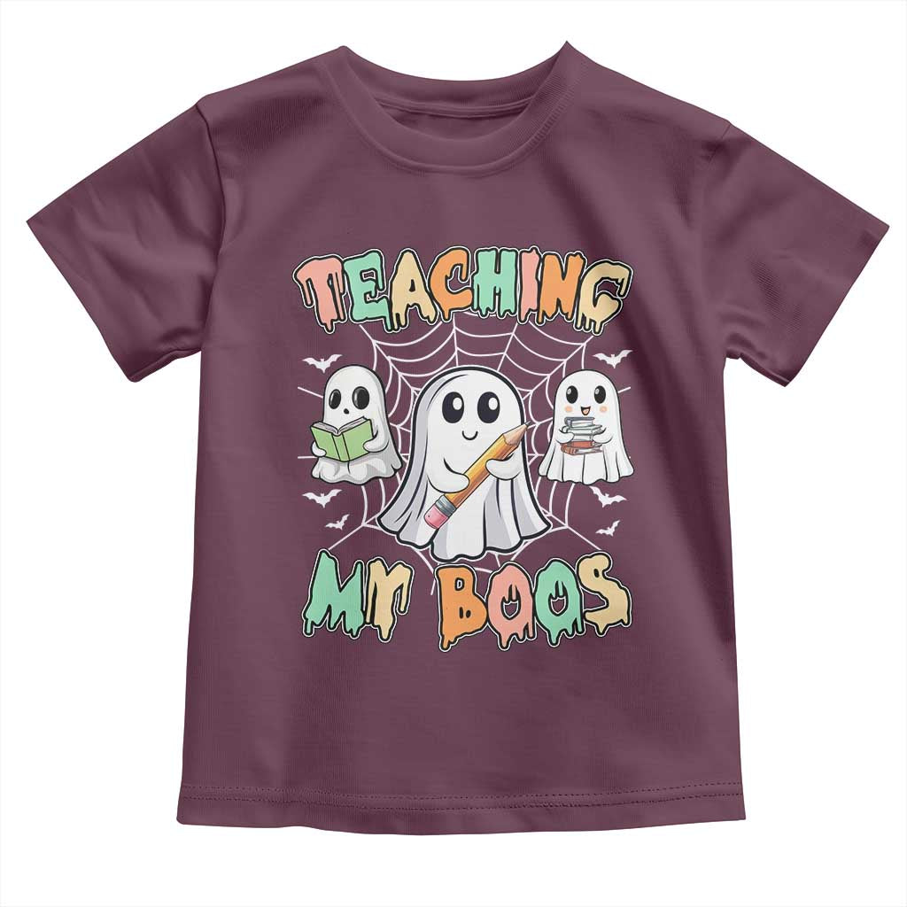 Teacher Halloween Baby Shirt Teaching My Boos Cute Ghost TS09 Maroon Print Your Wear