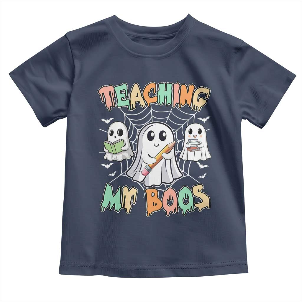 Teacher Halloween Baby Shirt Teaching My Boos Cute Ghost TS09 Navy Print Your Wear