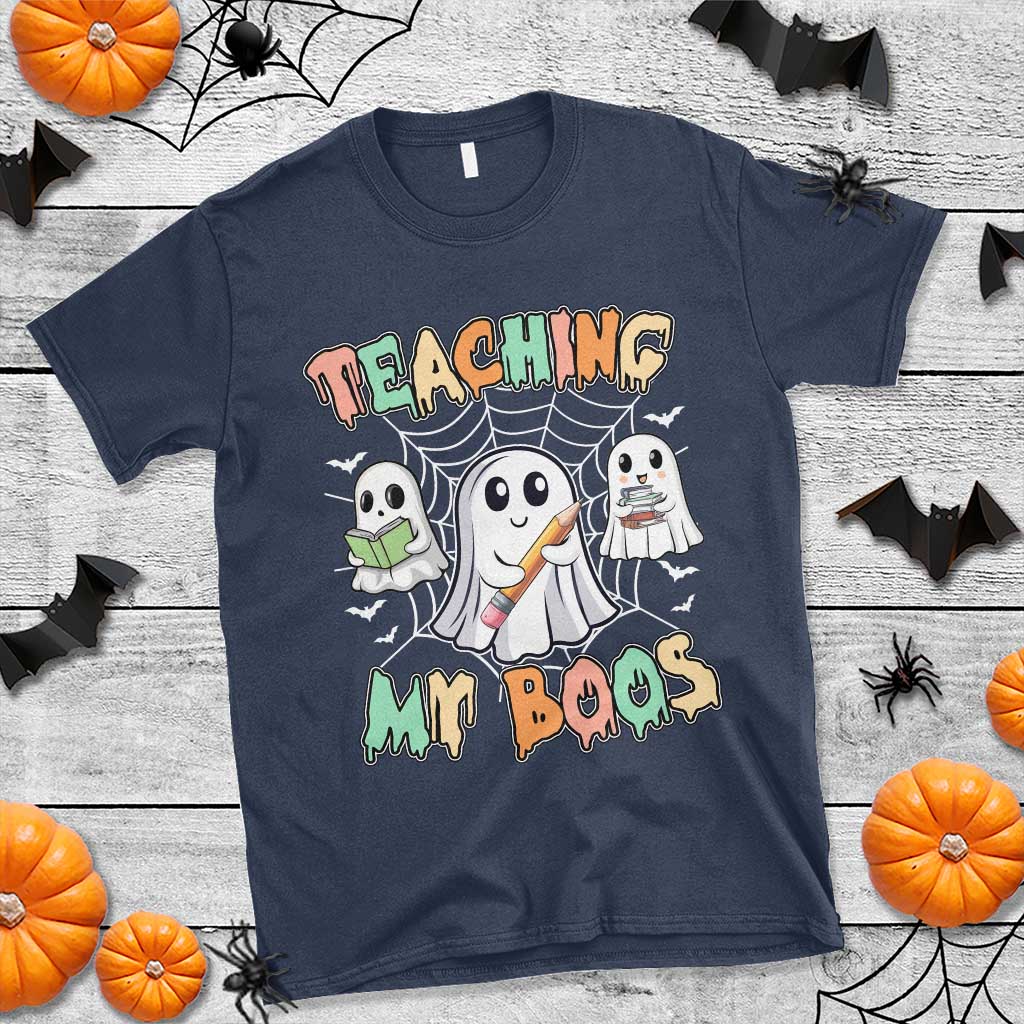 Teacher Halloween T Shirt Teaching My Boos Cute Ghost TS09 Navy Print Your Wear