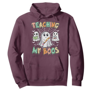 Teacher Halloween Hoodie Teaching My Boos Cute Ghost TS09 Maroon Print Your Wear