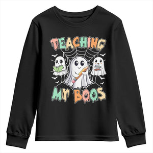 Teacher Halloween Youth Sweatshirt Teaching My Boos Cute Ghost TS09 Black Print Your Wear