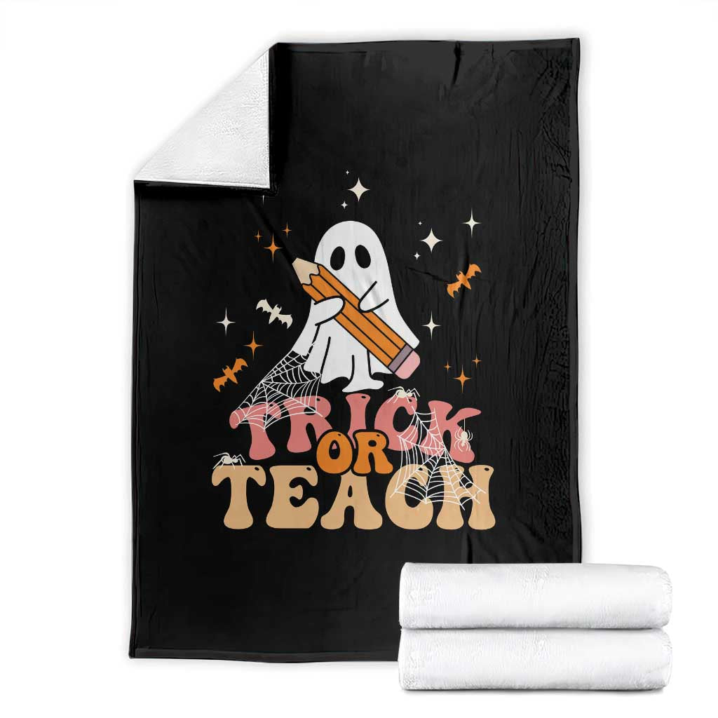 Teacher Halloween Throw Blanket Trick Or Teach Ghost TS09 Black Print Your Wear