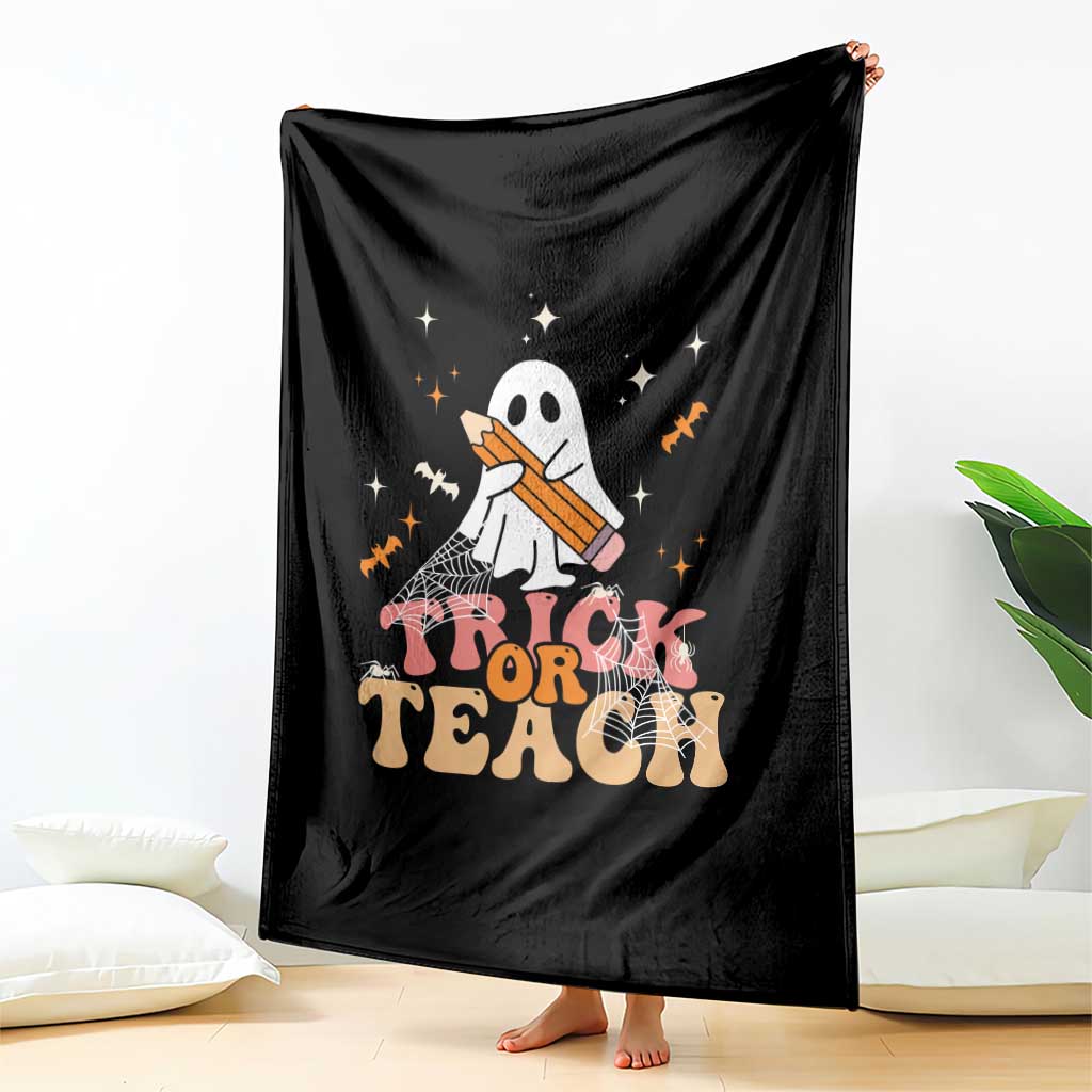 Teacher Halloween Throw Blanket Trick Or Teach Ghost TS09 Print Your Wear