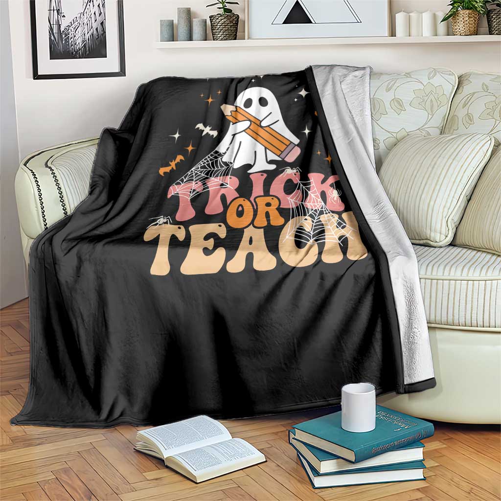 Teacher Halloween Throw Blanket Trick Or Teach Ghost TS09 Print Your Wear